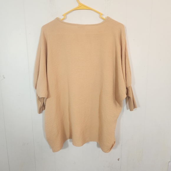 Ivy Jane Pale Yellow Dolman Sleeve Blouse Size XS Boho Peasant Lounge - Picture 2 of 14